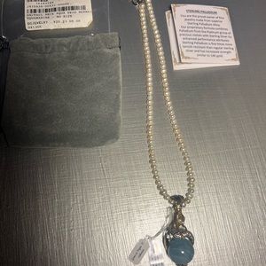 Milky Aquarium necklace mohs rating 7.5/8.9mermaidPalladiumSterlingsiver and